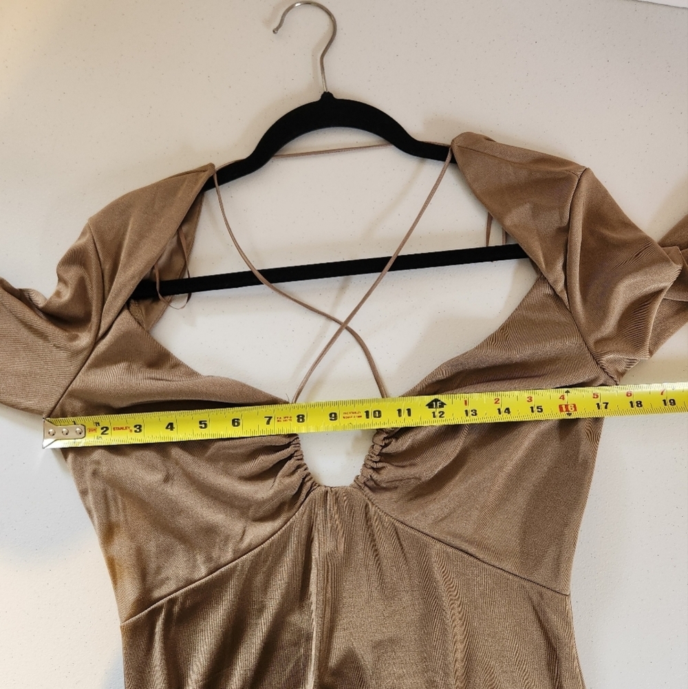 Jason Wu Long Sleeve Open Back Midi Bodycon Dress Taupe Brown New NWT Medium - Picture 13 of 16